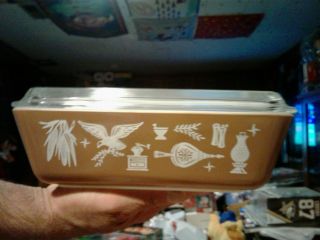 Vintage Pyrex Brown Early American Baking Casserole With Lid Dish 0503 1 1/2 Qt