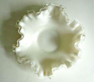 Fenton Silvercrest Vintage Ruffled Edge White Milk Glass Dish