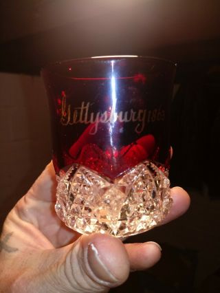 Rare Ruby Flash Gettysburg 1863 Souvenir Glass