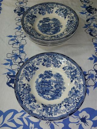 Set Of 6 Vintage Royal Staffordshire Clarice Cliff Tonquin Soup Bowls