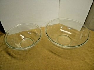 Vintage Pyrex Nesting Mixing Bowls,  325/326 Clear Glass Large 2.  5 Qt And 4 Qt
