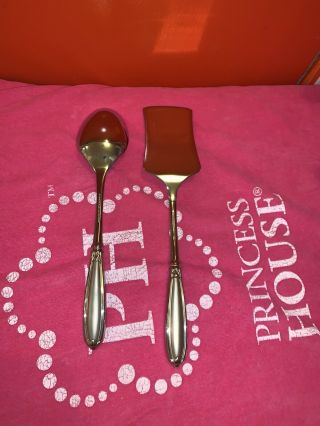 Princess House Barrington Large Serving Spoon & Spatula Stainless Steel 2