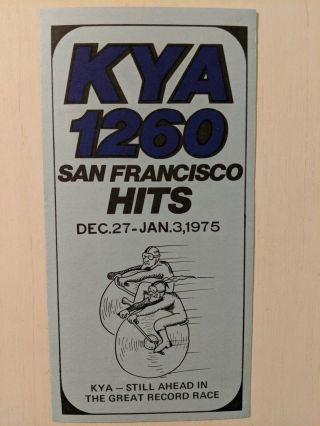 Kya 1260 Radio Survey San Francisco Hits Dec.  27 - Jan.  3,  1975 Neil Sedaka