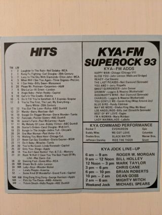 KYA 1260 Radio Survey San Francisco Hits Dec.  27 - Jan.  3,  1975 Neil Sedaka 3