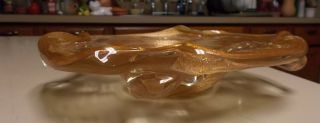 VINTAGE MURANO ART GLASS CANDY DISH ENCASED GOLD DUST SWIRL HAND MADE 3