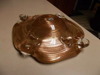 VINTAGE MURANO ART GLASS CANDY DISH ENCASED GOLD DUST SWIRL HAND MADE 5