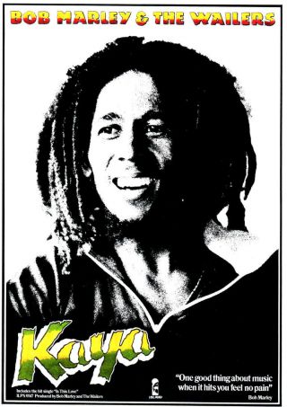 Bob Marley Poster.  Wailers,  Kaya.