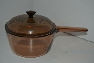 Vision Corning Ware Glass Sauce Pan Pot & Lid 1.  5 Liter Cookware Brown Amber 4