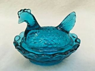 Boyd Glass Chicken In Basket Blue Flame Figurine Salt Dip