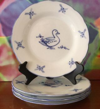 Cordon Bleu Bia // Set Of Four 10 " Porcelain Dinner Plates // Blue Duck