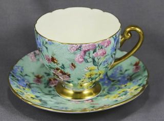 Shelley Ripon " Melody Chintz " Cup And Saucer 13382