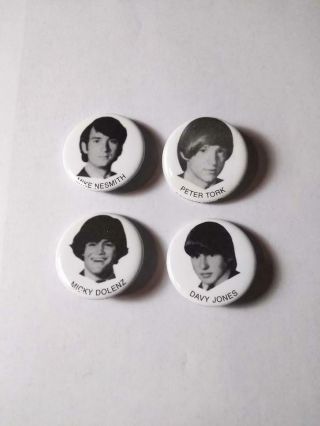 Very Rare Set Of 4 Monkees 100 Pins Dated 1966