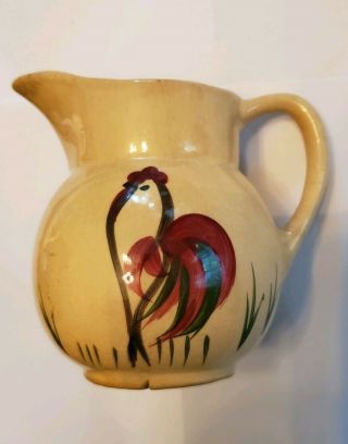 Vintage Watt Rooster Yellow Ware Pottery Creamer Small Pitcher 62 4.  25 "
