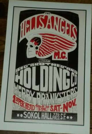 Janis Joplin / Big Brother & The Holding Company Concert Poster - Hells Angels