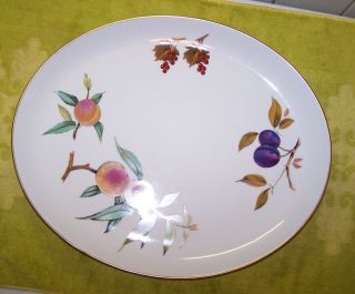 Royal Worcester,  Evesham Fine Porcelain 3 Fruit 15 " Oval Platter,  Made In England