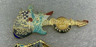 Set of 3 Hard Rock Cafe Pins.  Statue of Liberty,  York,  Brooklyn Bridge 2
