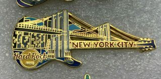 Set of 3 Hard Rock Cafe Pins.  Statue of Liberty,  York,  Brooklyn Bridge 3