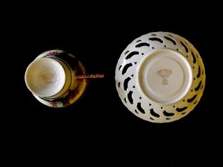 Vintage Hand Painted Fan Crest Fine China Tea Cup & Saucer Set 7296 3