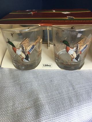 Vintage Libby - Set If 4 English Hi Ball Glasses.  Mallard Ducks.  Set Of 4