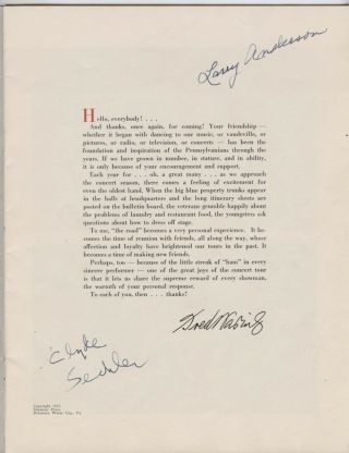 FRED WARING & Pennsylvanians Multiple SIGNED Program 1953 Denver Autographed 3