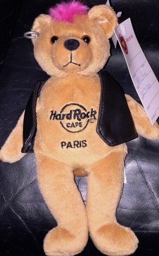 Hard Rock Cafe Paris 2009 Punk Teddy Beara With Pink Mohawk Plush Bear Archive