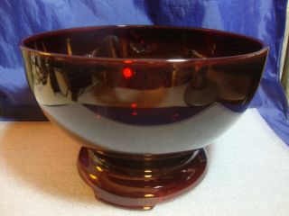 Vintage Anchor Hocking Royal Ruby Punch Bowl W/footed Stand