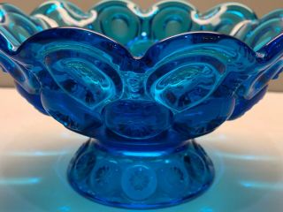 Vintage LE Smith Moon & Stars Colonial Blue Scalloped Rim Footed Bowl Candy Dish 3