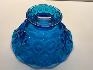 Vintage LE Smith Moon & Stars Colonial Blue Scalloped Rim Footed Bowl Candy Dish 4