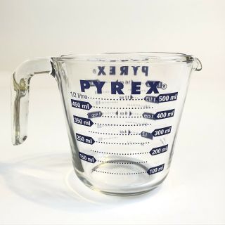 Pyrex Blue Lettering Glass Measuring Cup 2 Cup 1 Pint 16 Ounces