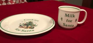Nikko Christmastime Cookies For Santa Plate & Milk For Santa Mug