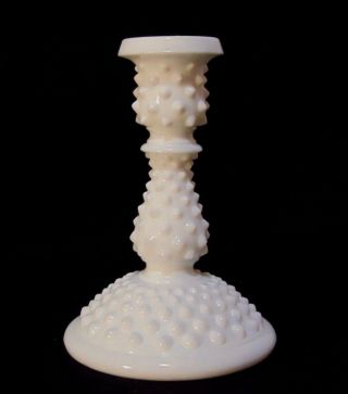 Fenton Hobnail White Milk Glass Candle Holder - 6 " Footed Single Candlestick