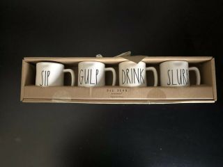 Rae Dunn Espresso Mugs Cups Gift Box Set Of 4