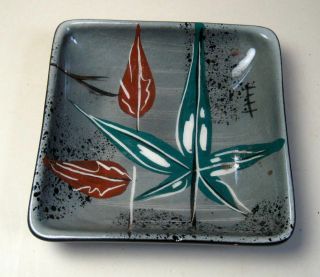 Marc Bellaire Mid - Century Pin Dish / Ashtray Tropical Leaves Ceramic 1950s