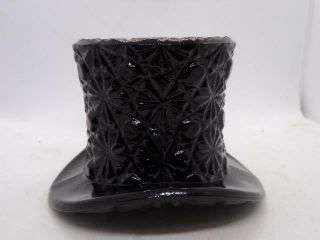 Vintage Black Glass Daisy & Button Top Hat Vase Planter Decoration 55