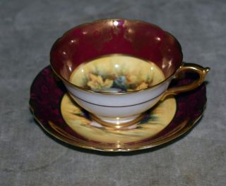 VINTAGE PARAGON ENGLISH FINE BONE CHINA ORCHARD TEACUP & SAUCER SIGNED J.  WATERS 2
