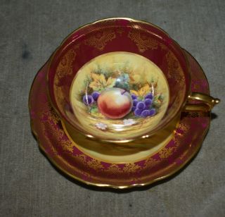 VINTAGE PARAGON ENGLISH FINE BONE CHINA ORCHARD TEACUP & SAUCER SIGNED J.  WATERS 7