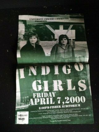 A9189 4/7/00 Indigo Girls Concert Poster April 7th 2000 12 " X 19 "