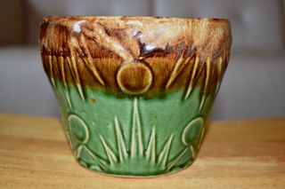 ESTATE FIND Vintage McCoy Brown and Green w/hi - gloss glaze planter 5