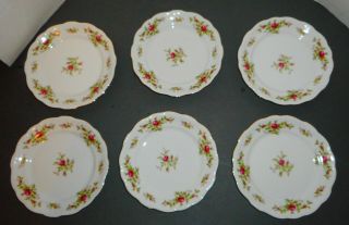 Vintage Johann Haviland Moss Rose Bavaria Germany Porcelain Salad Plates 6 Pc