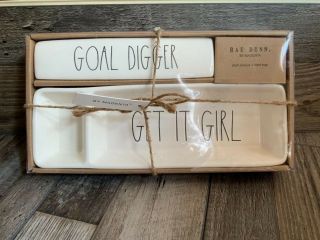 Rae Dunn Desk Set Plaque And Tray Goal Digger/ Get It Girl Nwt
