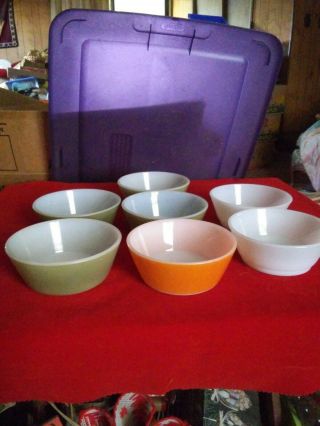 7 Vintage Multiple Colors Anchor Hocking Glass Fire King Cereal/soup Bowls 5 "