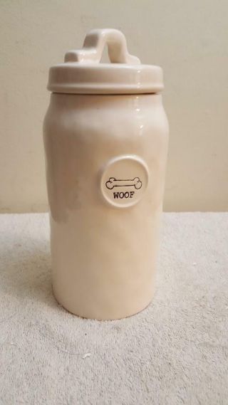 Rae Dunn Artisan By Magenta Woof Dog Pet Canister Bone Treat Container Jar