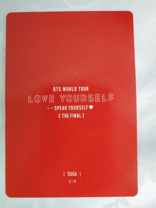 BTS SUGA 3/8 WORLD TOUR Speak Yourself THE FINAL Official MINI PHOTO CARD 2