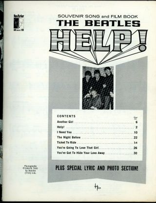 Help THE BEATLES 1965 Souvenir Film & Song Album - GUITAR Edition 3