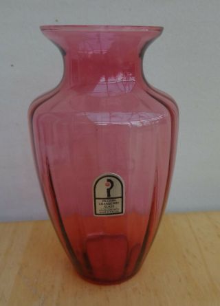 Pilgrim Cranberry Glass Vase 6” Tall