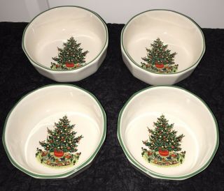Pfaltzgraff Christmas Heritage Set Of 4 Soup/cereal Bowls Stoneware