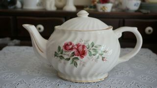 Vintage Crown Dorset Staffordshire Bone China Pink Rose Teapot,  England