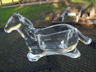Vintage Sasaki Glass Crystal Horse Figurine Snack Nut Bowl Mid Century Modern