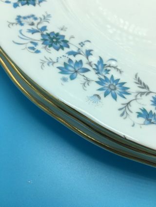 Colclough Braganza Dinner Plates Blue Periwinkles,  Made In England,  Set of 4 7