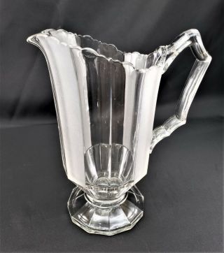 Antique Eapg George Duncan And Sons 150 Duncan Frosted Ribbon Water Pitcher